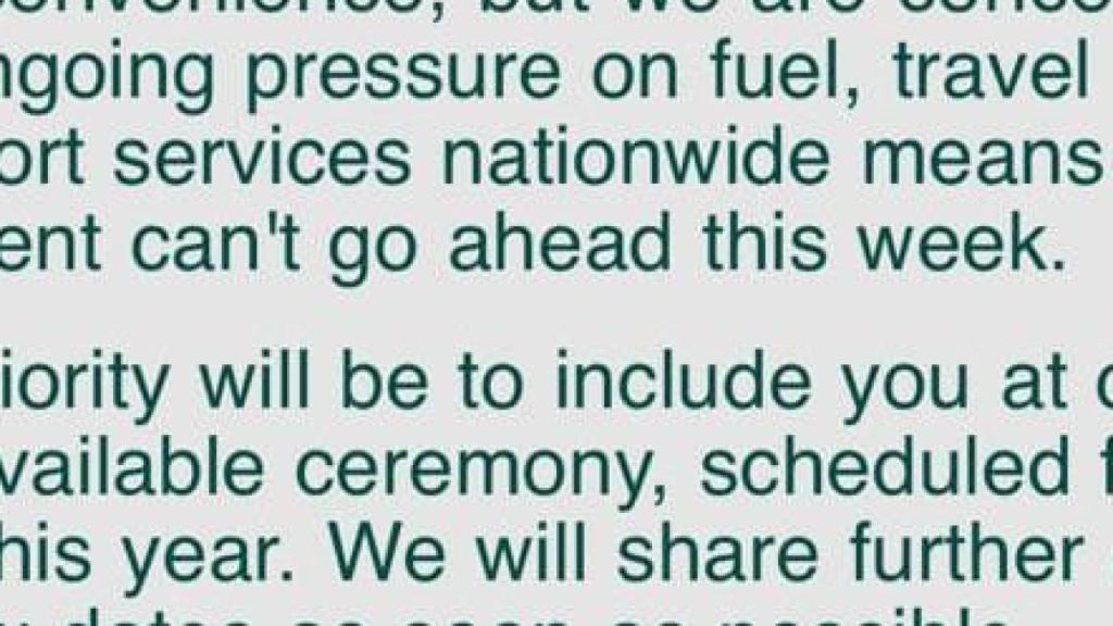 ഐറിഷ് പൗരത്വ ചടങ്ങുകൾ മാറ്റിവെച്ചു