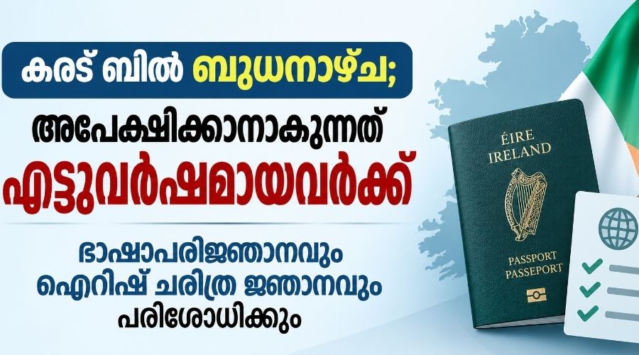 സിറ്റിസൺഷിപ്പ് കരട് ബിൽ ബുധനാഴ്ച; അപേക്ഷിക്കാനാകുന്നത് എട്ടുവർഷമായവർക്ക്; ഭാഷാപരിജ്ഞാനവും ഐറിഷ് ചരിത്ര ജ്ഞാനവും പരിശോധിക്കും