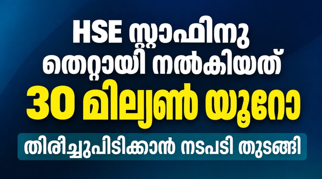 HSE സ്റ്റാഫിനു അധികമായി നൽകിയത് 30 മില്യൺ യൂറോ; തിരിച്ചുപിടിക്കാൻ നടപടി തുടങ്ങി