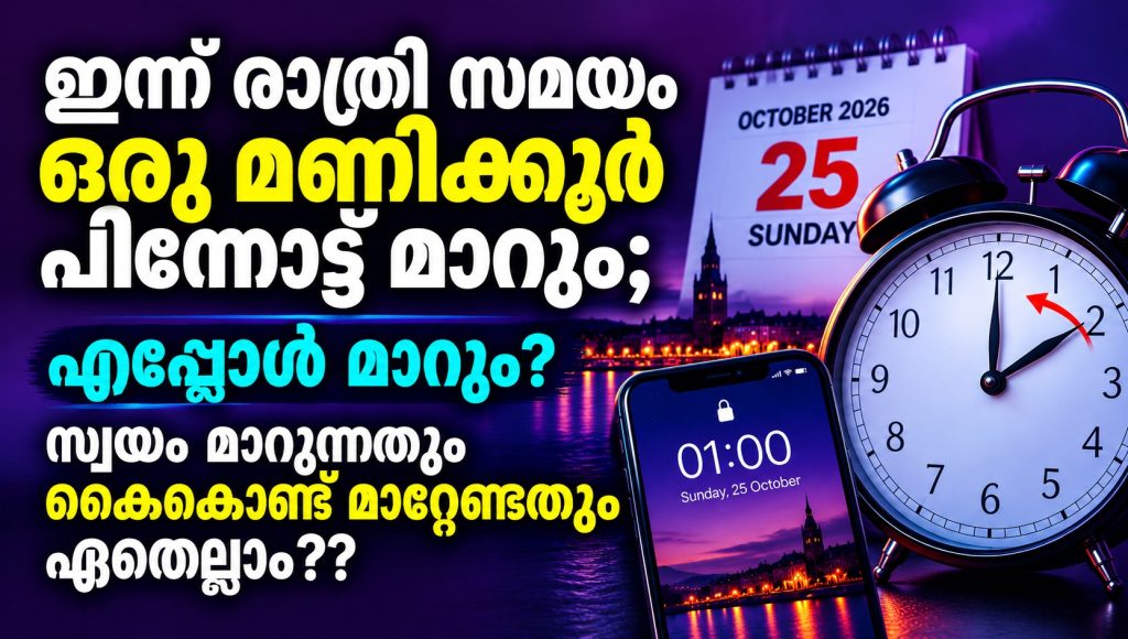 അയർലൻഡിൽ ഇന്ന് രാത്രി സമയം ഒരു മണിക്കൂർ പിന്നോട്ട് മാറും; എപ്പോൾമാറുമെന്നും  സ്വയം മാറുന്നതും കൈകൊണ്ട് മാറ്റേണ്ടതും ഏതെല്ലാമെന്നും അറിയാം