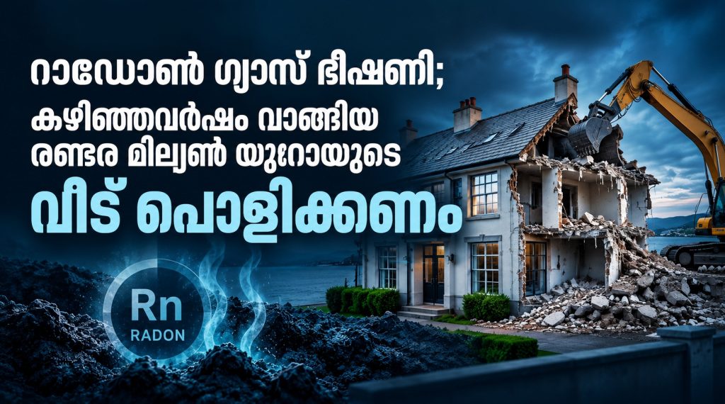 റാഡോൺ ഗ്യാസ് ഭീഷണി; കഴിഞ്ഞവർഷം വാങ്ങിയ രണ്ടര മില്യൺ യൂറോയുടെ വീട് പൊളിക്കണം